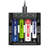 XTAR L4 AAA AA Battery Charger 4 Slots Intelligent LED Indicator Fast Charging USB Flashlight Charger for 1.5V Li-ion /