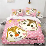 v2683 Bed Sheets Cute Cartoon Chip 'n' Dale Bedding Set Queen King Size Duvet Cover Set Soft Quilt Cover With Pillowcase Set Home Textile 3-Piece Bed
