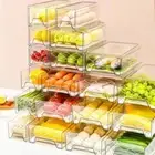 Stackable Clear Refrigerator Bins Storage Organizer Fridge Drawer Drainage Tray