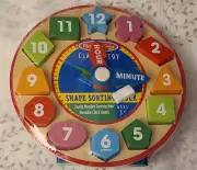 Melissa and Doug Shape Sorting Clock #8593 Classic Wooden Toy Ages 3+++ New