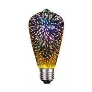 1pc ST64 4W LED 3D Colorful Star Fireworks Light Bulb(2200K) E26/E27 Filament Bulbs Base Edison Bulb Light for Holiday Home Bar Decoration Multicolor LED Lamp