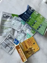 BURTS BEES BEESWAX LIP BALM Honey And Cerave Samples Cleanser Lotion