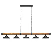 Oldbury 5Lt Pendant Light in Black and Brown Rustic
