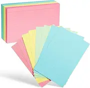 Mr. Pen Lined Index Cards, 4" x 6", 144 Cards, Assorted Colors, Flashcards for Studying