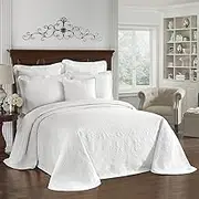 HISTORIC CHARLESTON King Charles Modern Farmhouse Floral Matelasse Bed Spread, King/Calking, White