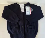 New 2014 ~ Jacadi Sweet Baby Navy Blue Cotton & Wool Cardigan Sweater ~ 6m