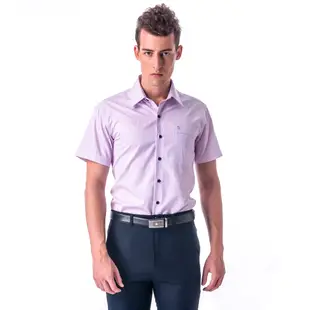 金安德森 粉色條紋黑釦窄版短袖襯衫