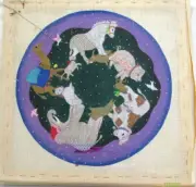 HAND PAINTED DEDE FARM ANIMAL NEEDLEPOINT CANVAS WOODEN FRAME 16x16 PARTIAL CR10