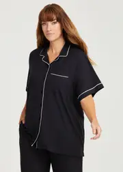 [Taking Shape] Taking Shape Modal Soft Touch Pyjama Top Size 10 in Black - Plus Size Women's Clothing Black