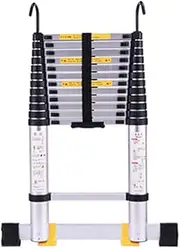 Telescopic Extendable Ladder Portable Telescopic Aluminium Extension Ladder with Hook, Folding Multi-Purpose Extendable DIY Straight Ladder for Home Loft Office Engineering (Size : 6.2M) (3.4M) Beauty