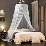 Akiky Bed Canopy Mosquito Net for Bed,Canopy Bed Curtains Full Queen King Size Bed,Dome Mosquito Netting Bed Tent Canopy for Bed Hanging Bed Net (White)