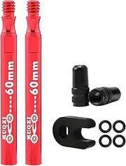 Presta Value Extender Values Extension with Core & Adaptor 2 Pieces Red 60mm 2 Pieces Red