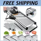 Dishwasher Safe Adjustable Mandoline Slicer with Interchangeable Blades & Gloves