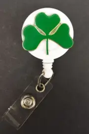 SHAMROCK St Patrick's Day Irish Retractable ID Reel Badge Holder Security Card