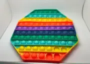 #2 New Rainbow Big Pop Fidget Toy Push Bubble Sensory Stress Hexagon
