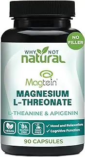 Magnesium L-Threonate Complex with Apigenin and L-theanine 90 Capsules, Patented Magtein Supplement