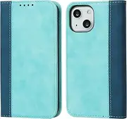 Cavor for iPhone 13 Mini Case,Premium Leather Folio Flip Wallet Case Cover Magnetic Closure Book Design with Kickstand Feature & Card Slots(5.4")-Sky Blue