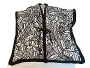 Chico's Front Tie Jacket Black & Cream Print Size M/L New With Tags