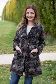 Aztec Pattern L/S Coat--MAR-14W649601M