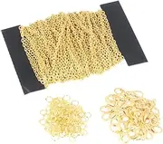 [KALLORY] DIY Necklace Kit Pendants Chains for Necklace Making Bulk Necklace Chains Jewelry Chain Beads for Jewelry Making Gold Chain Jewelry Making Kit Jump Rings for Jewelry Making Golden
