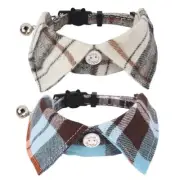 Cat Collar Breakaway with Cute Bowtie Bell - 2 Pack Kitten Collar Beige&Blue-3