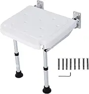 Vomeko Folding Shower Seat Wall Mounted,Non Slip Shower Bench,with Support Legs,for Elderly and Pregnant Women
