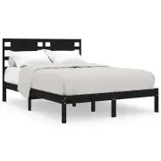 vidaXL Bed Frame Black Solid Wood 137x187 cm Double Size