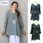 ET'LOIS USA Light Linen LIZ TUNIC Pleated Apron A-line Top XS 38" Chest COLORS
