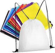 Parliky 12Pcs Drawstring Bags Durable String Backpacks for Gym Hiking Camping Versatile Storage Pouches Colors for Adults