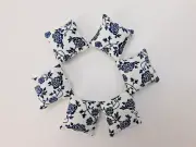 DOLLS HOUSE 1/12th SET OF 6 CREAM AND NAVY ROSE CUSHIONS / PILLOWS