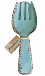 Tommy Bahama Light Blue Rustic Speckled Salad Server Set Serving Spoon Fork 11"