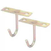 2 Pcs Metal J Shaped Ceiling Mount Hook Hanger 77mm Height Bronze Tone