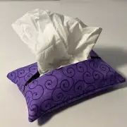 Pocket Tissue Holder Handmade Purple Curlicues Double Sided 5x3 New