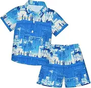 [Caihoyu] Big Boy Hawaiian Button Down Shirts and Shorts Set Baby Boy Shorts Set Infant Little Boy Gift