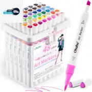 Markers Brush Tip, 48-Color Double Tipped Alcohol Based Markers for Kids Artist