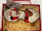 Vietri Old St. Nick Christmas Double Server Divided Dish- NEW IN BOX Bowls Rare