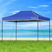 [ALFORDSON] 3 x 4.5m Gazebo Marquee High Adjustable Blue Color, Pop-up Canopy Camping Shelter Shade with Steel Frame for Wedding Party, Pavilion with Pegs, Ropes & Carry Bag