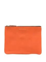Comme des Garçons Wallet Logo Printed Zip-Up Pouch One size burnt orange