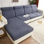 Corduroy Couch Cover, Sofa Cover for Individual/Loveseat/3 Seat Cushion/L Shaped/Chaise Lounge Couch/Sectional Couch, Stretchy Washable Cat Dog Couch Cover Protector (Dark Gray,Chaise Cover-XL)
