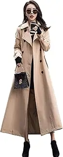 [ebossy] Women's Double Breasted Duster Trench Coat Slim Full Length Maxi Long Overcoat
