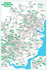 Golf Road Map - Baltimore / Washington D.C Golf Map - Golf Travel Map