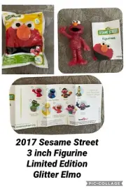 2017 Headstart Sesame Street Figurines 3 inch Figure Glitter Elmo - Very Rare