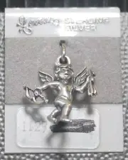 VINTAGE BEAU BRACELET PENDANT CHARM STERLING SILVER CUPID WITH BOW & ARROW