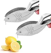 2Pcs Manual Lemon Juicer, Stainless Steel Fish Shape Lemon Squeezer, Manual Lemon Slice Squeezer, Ergonomic Design Citrus Juicer for Orange Lemon Lime Pomegranate