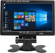 7 inch Small HDMI Monitor 1024x600 Resolution Small 1080P Portable IPS Monitor Built-in Speakers HDMI VGA Input for Gaming CCTV Security Raspberry Pi PC (H702)