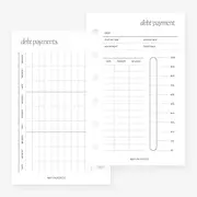 Pocket Debt Payments Planner Insert Agenda Refill for Pocket size 6 Ring Binder 3.2 x 5