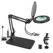 Magnifying Glass with Light 3-in-1 Magnifying Desk Lamp 5X LED Magnifying Lam...