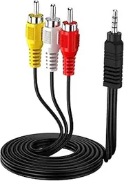 [Eanetf] 3.5mm to RCA Camcorder Handycam AV Audio Video Output Cable, 1/8" TRRS to 3 RCA Male Plug AUX Cable Cord for TV,Smartphones,MP3, Tablets,Speakers,Home Theater - 5ft