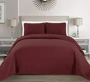 MK Home Mk Collection Solid Embossed Bedspread Bed Cover Over Size (Burgundy, King/California King)