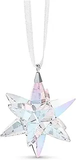 Swarovski Classic Shimmer Star Ornament, Small, Multicolored Swarovski Crystals on White Satin Ribbon, Part of The Swarovski Classic Ornaments Collection